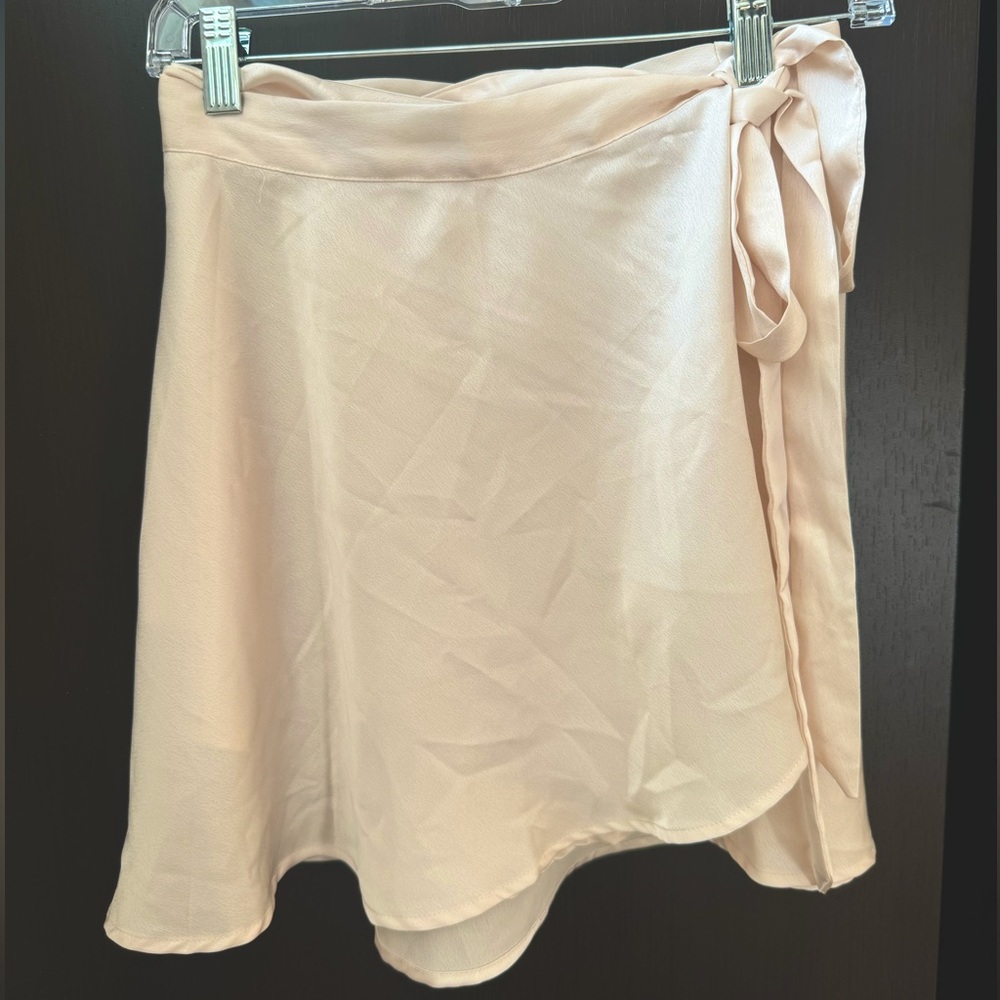 CHAMPAGNE MINI WRAP TIE SATIN BALLERINA SKIRT